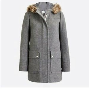 J. Crew Women’s Faux Fur Gray Hooded Parka